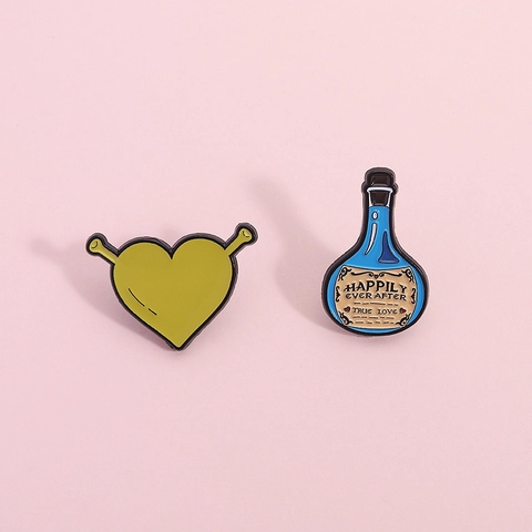 Creatieve Cartoon Monster Hart Emaille Broche Set Blauwe Toverdrankfles Badges Happily Ever After True Love Sieraden Accessoire
