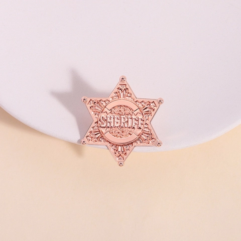 Spilla Vintage a Stella a Sei Punte Distintivo dello Sceriffo in Lega di Zinco Oro Rosa per Decorazione Uniforme