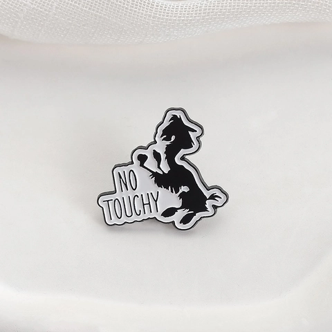 No Touchy Broche en Alliage Silhouette de Lama Noir Pin en Émail Badge Cartoon Minimaliste pour Sac à Dos Vêtements Cadeau