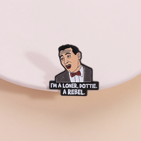 Vintage Zinc Alloy Enamel Brooch Movie Character Quote Painted Badge Funny Lapel Pin For Daily Wear Clothing Accessories