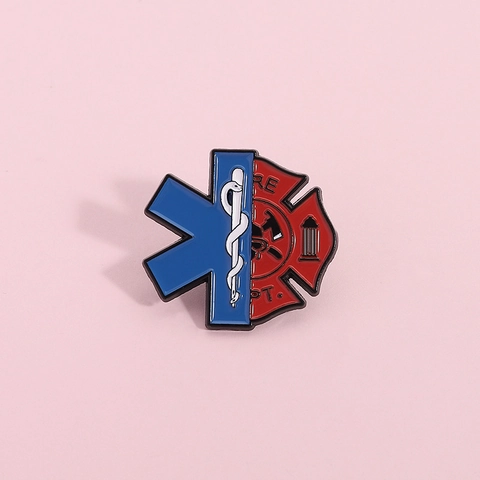Medische Brandweerman Star Of Life Maltezer Kruis Emaille Pin Broche Legering Badge Voor Hulpverleners EMS Cadeaus