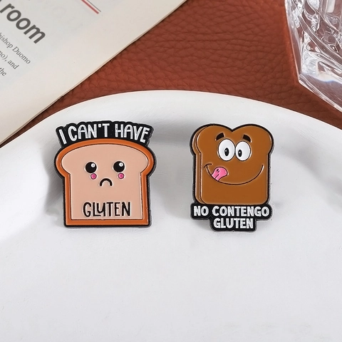 Lustige Cartoon Toast Emaille Brosche Glutenfrei Thema Legierung Abzeichen Für Rucksack Kleidung Zubehör Unisex Modeschmuck Geschenk
