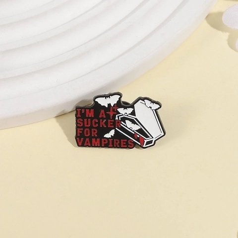 Gothic Vampier Doodskist Vleermuis Emaille Pin Legering Broche Badge Voor Halloween Feest Unisex Sieraden
