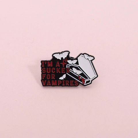 Gothic Vampier Doodskist Vleermuis Emaille Pin Legering Broche Badge Voor Halloween Feest Unisex Sieraden