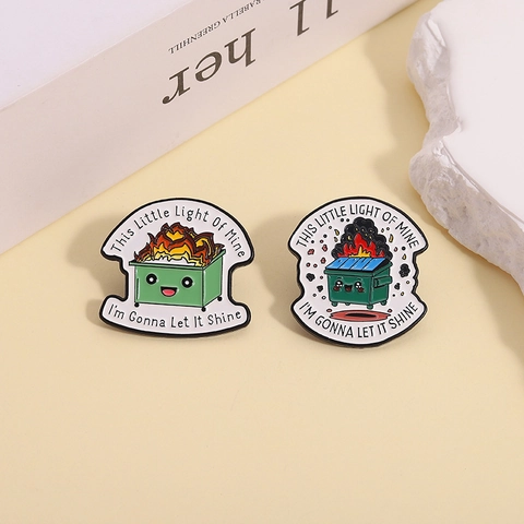 Kreative Emaille Mülltonnenfeuer Brosche Für Damen Herren Legierung Cartoon Zitat Abzeichen Pin Für Rucksack Kleidung Schmuck