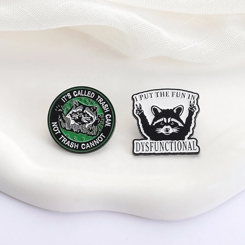Funny Cartoon Raccoon Enamel Brooch Personalized Alloy Lacquer Badge Animal Pun Slogan Jewelry For Backpack Clothing Accessories