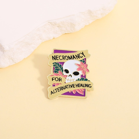 Gothic Emaille Pin Totenkopf Blume Necromancy For Alternative Healing Legierung Brosche Abzeichen Für Rucksack Kleidung Zubehör