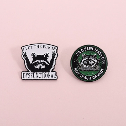 Funny Cartoon Raccoon Enamel Brooch Personalized Alloy Lacquer Badge Animal Pun Slogan Jewelry For Backpack Clothing Accessories