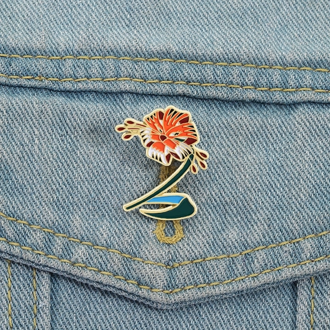 Broche Laquée en Alliage de Lis Tigré Créative Badge Fleur de Dessin Animé Artistique pour Hommes Femmes Bijoux de Mode