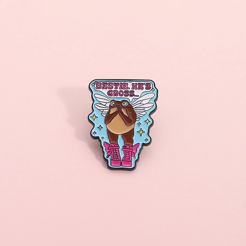 Funny Cartoon Frog Enamel Pin Brooch With Wings Pink Boots Slogan Alloy Lapel Pin For Backpack Clothing Decor Gift