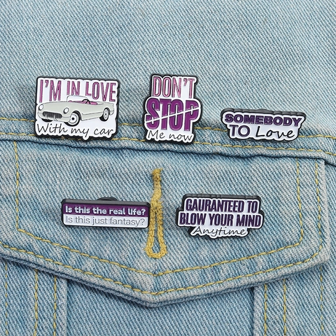 Rock Music Enamel Pin Queen Band Lyrics Brooch Alloy Badge For Clothes Backpack Personality Jewelry Gift For Music Fans