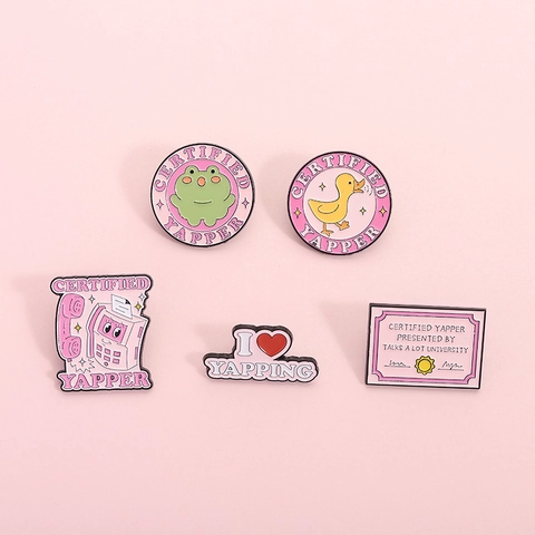 Cartoon Enamel Pin Certified Yapper Funny Quote Brooch Alloy Animal Badge For Clothing Backpack Accessories Gift Unisex