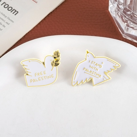 Peace Dove Enamel Pin Palestine Badge Zinc Alloy Animal Brooch For Clothing Backpack Decoration Jewelry Accessory Graduation Gift