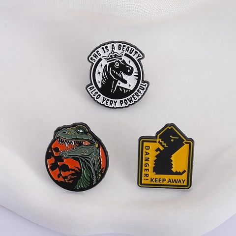 Cartoon Dinosaur Enamel Brooch Pins For Clothing Backpack Decoration Alloy Drip Oil Lapel Badge Jewelry For Men Women Kids