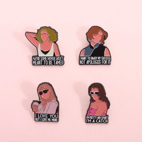 Fashion Enamel Pin Set Female Silhouette Character Brooch With Inspirational Quotes Alloy Jewelry For Women Clothes Bags Accessory Gift