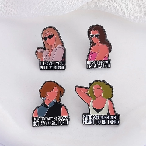 Fashion Enamel Pin Set Female Silhouette Character Brooch With Inspirational Quotes Alloy Jewelry For Women Clothes Bags Accessory Gift