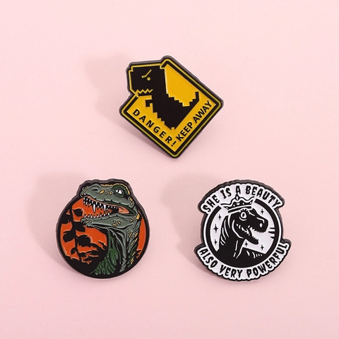 Cartoon Dinosaur Enamel Brooch Pins For Clothing Backpack Decoration Alloy Drip Oil Lapel Badge Jewelry For Men Women Kids
