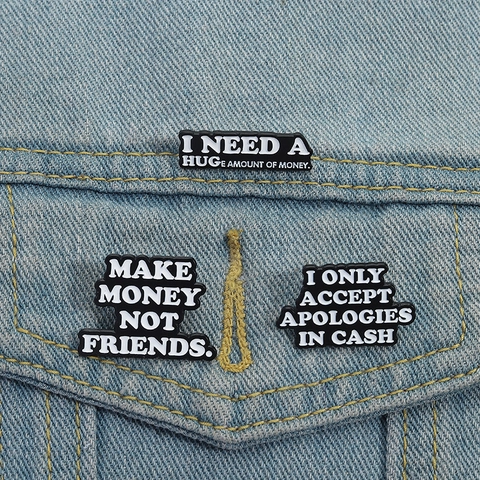 Épingle en Émail Citation Humoristique Argent Alliage Broche Badge Lettrage Amusant pour Veste en Jean Sac à Dos Accessoire Bijoux Hommes Femmes