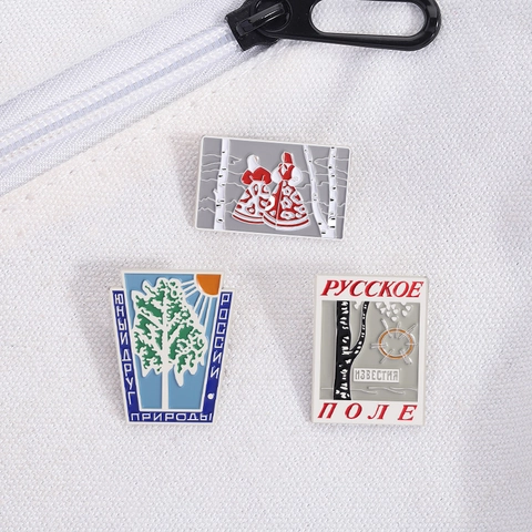 Russisch Retro Emaille Pin Badge Birke Volk Figur Metall Brosche Zinklegierung Souvenir Geschenk Für Herren Damen Kleidung Dekor