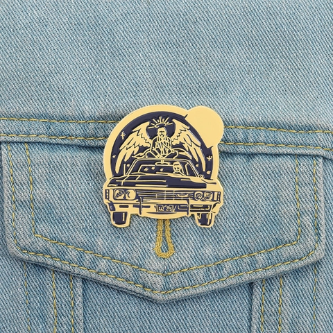 Creativo Angelo Sull'Auto Spilla in Metallo Smaltato Vintage KAZ 2Y5 Distintivo Per Vestiti Borsa Accessori Donna Uomo Gioielli Regalo