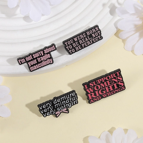 Inspirational English Quotes Zinc Alloy Enamel Pin Brooch For Women Feminist Lettering Backpack Clothing Jewelry Accessory