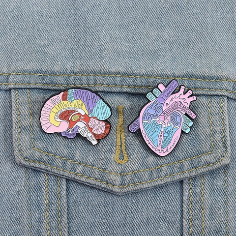 Kreative Anatomie Gehirn Herz Emaille Brosche Pin Medizinische Zinklegierung Revers Pins Cartoon Organ Abzeichen Geschenk Für Krankenschwester Arzt Schmuck