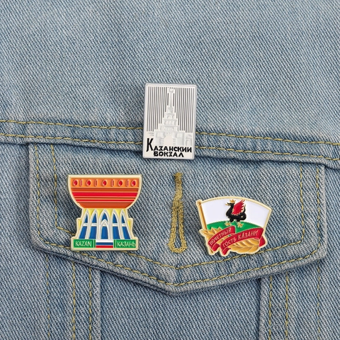 Kazan Russia Landmark Enamel Pin Zinc Alloy Painted Badge Creative Architecture Lapel Pin Zilant Dragon Souvenir Accessory