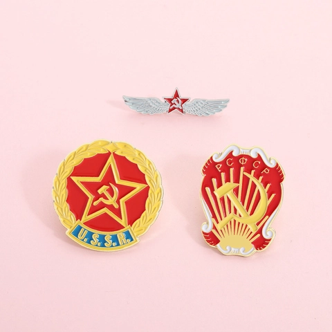 Vintage Sovjet-Unie USSR Rode Ster Hamer En Sikkel Emaille Broche Pin Zinklegering RSFSR Badge Voor Rugzak Kleding Decoratie