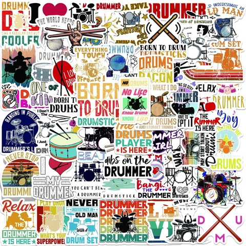 Pegatinas de PVC Impermeables Tema Música Rock Baterista Grafiti Calcomanías Para Laptop Guitarra Skateboard Maleta Botella de Agua Decoración