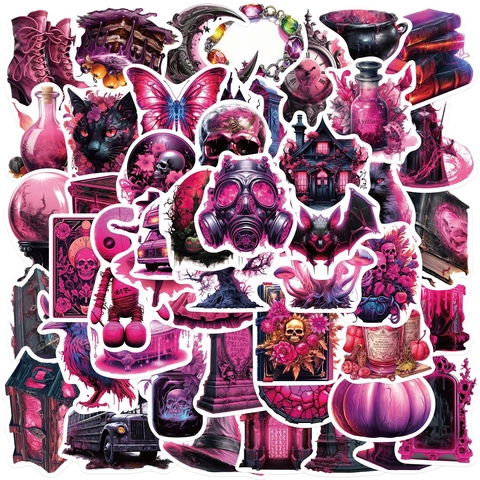 Autocollants Magiques Gothiques Imperméables Rose Violet Noir Graffiti Decals pour Ordinateur Valise Guitare Journal DIY