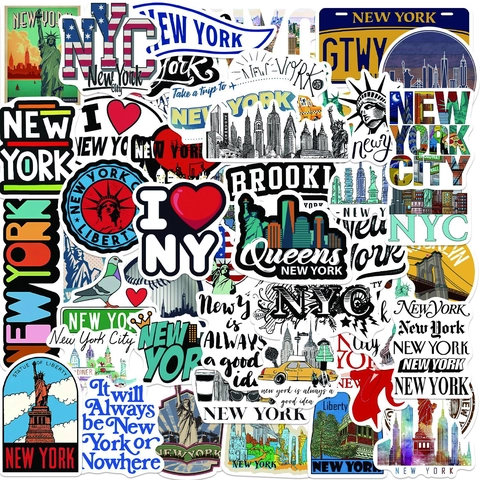 Adesivi Graffiti New York City Decalcomanie in PVC Impermeabile per Laptop Bagaglio Chitarra Decorazione Fai Da Te
