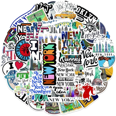 Adesivi Graffiti New York City Decalcomanie in PVC Impermeabile per Laptop Bagaglio Chitarra Decorazione Fai Da Te