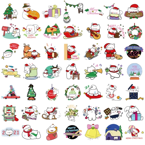 Christmas Cartoon Stickers Waterproof PVC Vinyl Decals For Laptop Luggage Guitar Skateboard DIY Holiday Decoration Variety Gift