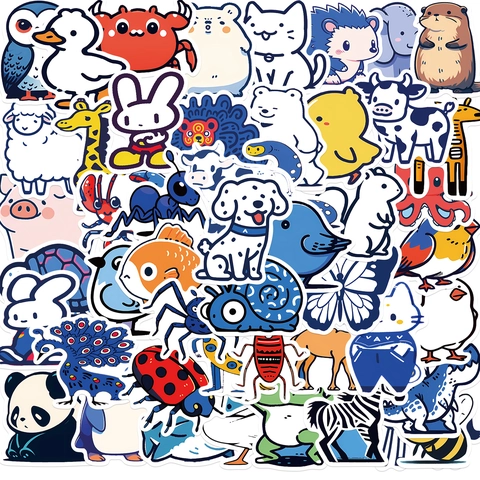 Autocollants Animaux Bleus Dessin Animé Mignon PVC Imperméable Vinyle Pour Ordinateur Guitare Bagage DIY Papeterie