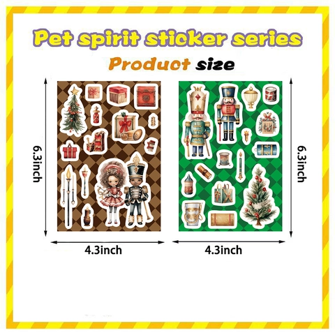 Notenkraker Kerst Decoratieve Stickers Waterdicht PVC Retro Aquarel Illustratie Voor DIY Scrapbooking Journal Laptop Telefoonhoesje Decoratie