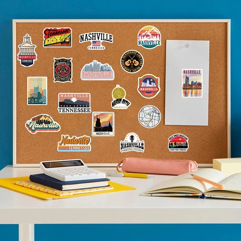 Nashville Tennessee Graffiti Stickers Waterproof Vinyl Decals For Luggage Laptop Water Bottle DIY Travel Souvenir Music City Theme