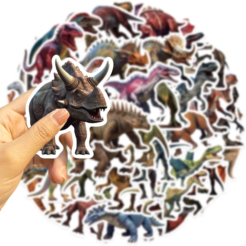 Waterproof Realistic Dinosaur Stickers For Laptop Guitar Luggage DIY Decoration PVC Decals For Kids Teens Stickers Pack