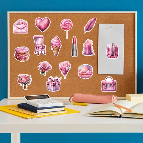 Rosa Hochzeit Aquarell Aufkleber Wasserdicht PVC DIY Decals Für Laptop Koffer Gitarre Scrapbooking Deko Für Damen Mädchen