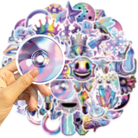 Holographic Vaporwave Aesthetic Stickers Waterproof PVC Graffiti Decals For Laptop Guitar Luggage DIY Decorative Stickers
