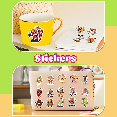 Cartoon Food Fruit Stickers Waterproof Vinyl Doodle Decals For Laptop Guitar Luggage DIY Decorative Sticker
