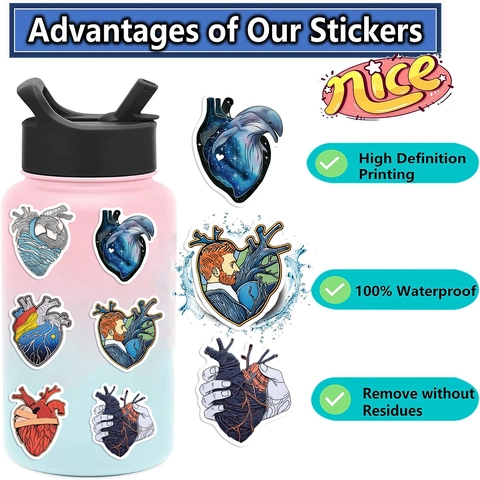 Kreative Anatomische Herz Kunst Aufkleber Wasserdichte PVC Vinyl Decals Für Laptop Gepäck Gitarre DIY Dekoration