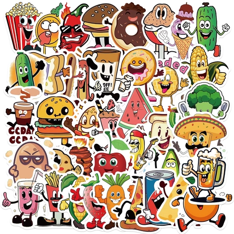 Cartoon Food Fruit Stickers Waterproof Vinyl Doodle Decals For Laptop Guitar Luggage DIY Decorative Sticker