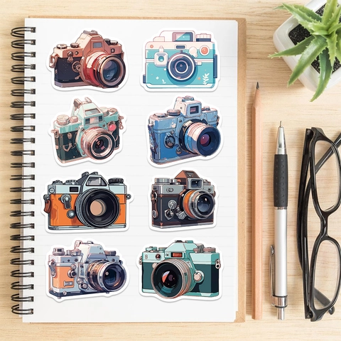 Retro Camera Graffiti Stickers Waterdicht PVC Mat Decals Voor Laptop Koffer Gitaar DIY Decoratieve Stickers Bulk Set