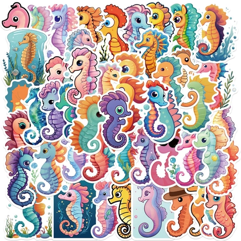 Cartoon Seahorse Graffiti Stickers Waterproof PVC Decals For Laptop Guitar Suitcase Luggage DIY Decoration Cute Stickers