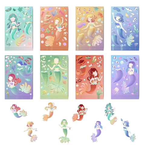 Autocollants PVC Imperméables DIY Sirène Dessin Animé Décalcomanies Vie Marine Pour Fête Enfants Scrapbooking Déco