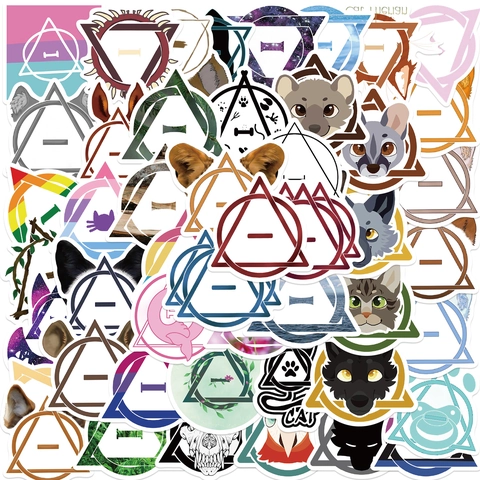 Therian Animal Stickers Theta-Delta Symbol Wolf Cat Fox Waterproof Vinyl Decals For Laptop Guitar Luggage DIY Decoration