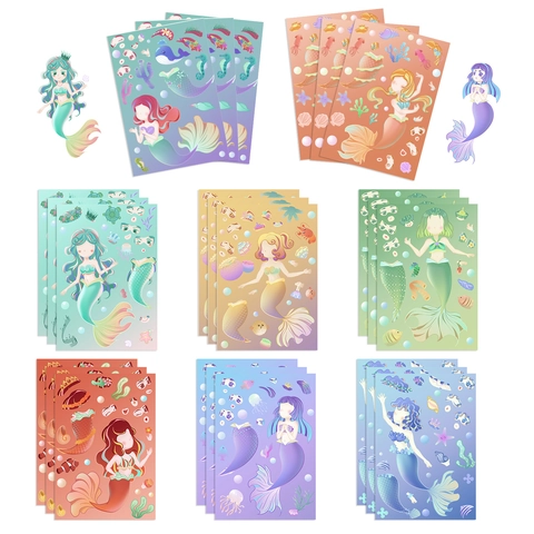 Autocollants PVC Imperméables DIY Sirène Dessin Animé Décalcomanies Vie Marine Pour Fête Enfants Scrapbooking Déco