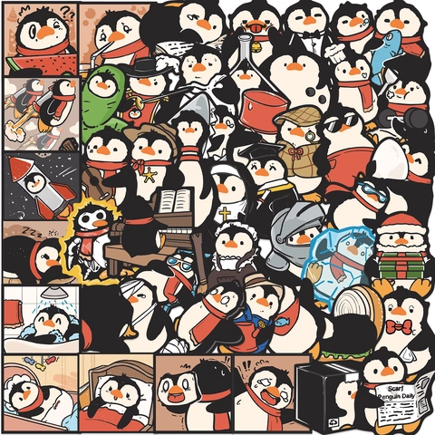 Simpatici Adesivi Graffiti Pinguino Con Sciarpa Impermeabili Per Laptop Chitarra Bagaglio DIY Decalcomanie Cartone Animato
