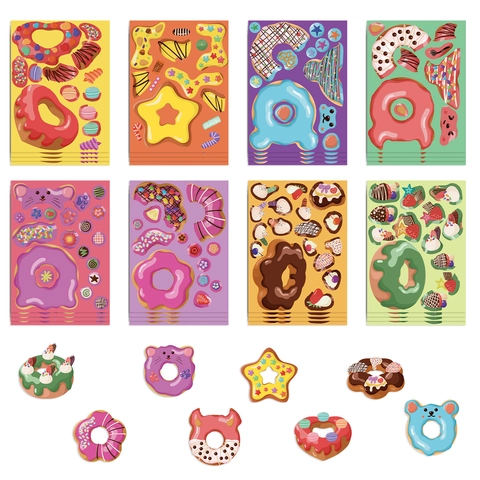 Cartoon Donut Aufkleber PVC Wasserdicht Selbstklebend Für Journal Handyhülle Notizbuch DIY Dekoration Dessert Muster Kinder Schreibwaren