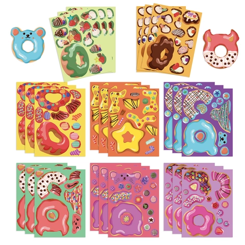 Cartoon Donut Aufkleber PVC Wasserdicht Selbstklebend Für Journal Handyhülle Notizbuch DIY Dekoration Dessert Muster Kinder Schreibwaren